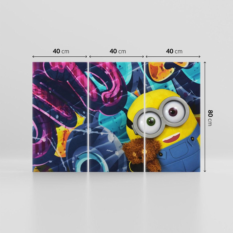 Obraz na płótnie 120x80 - Świat minionków w graffiti - minionek, graffiti