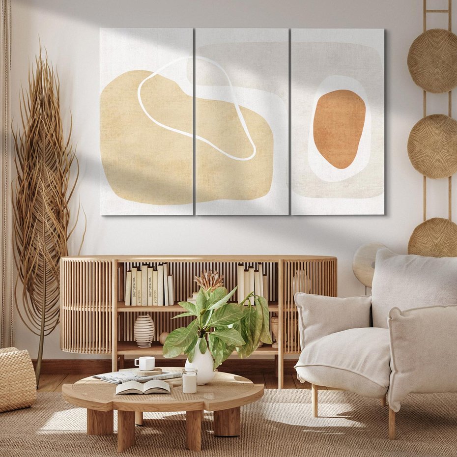 Obraz na płótnie 120x80 - Beżowa Harmonia - abstrakcyjne, nieregularne plamy