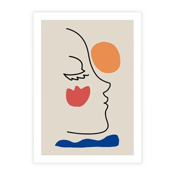 Plakat bez ramy 21x30 - Taniec Przenikających Plam - abstrakcyjny obraz, przypomina twarz