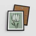 Plakat w ramie 40x50 - Objęcia Zieleni - zielona abstrakcja, zgaszona zieleń - rama czarna