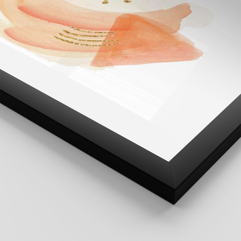 Plakat w ramie 50x70 - Rozkwitające Odbicia Form - abstrakcyjne akwarelowe plamy, minimalizm - rama czarna