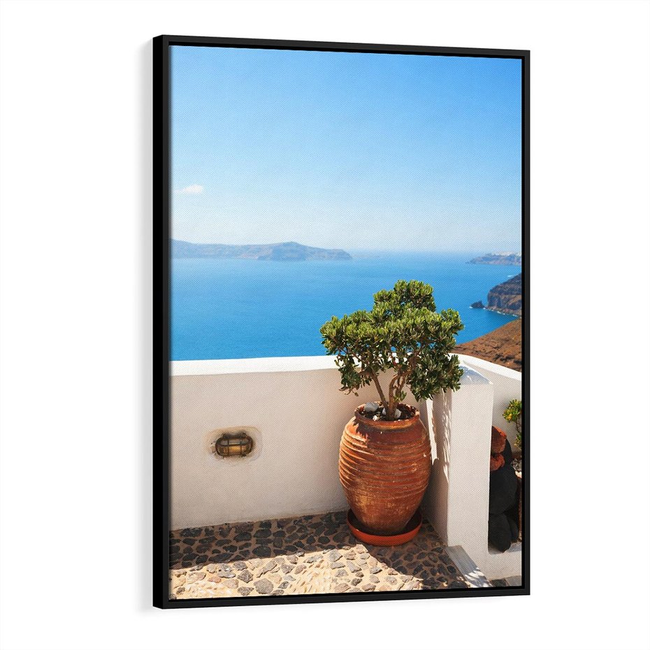 Obraz w ramie 70x100 - Santorini - oaza greckiej wyspy - Santorini, grecka - rama czarna