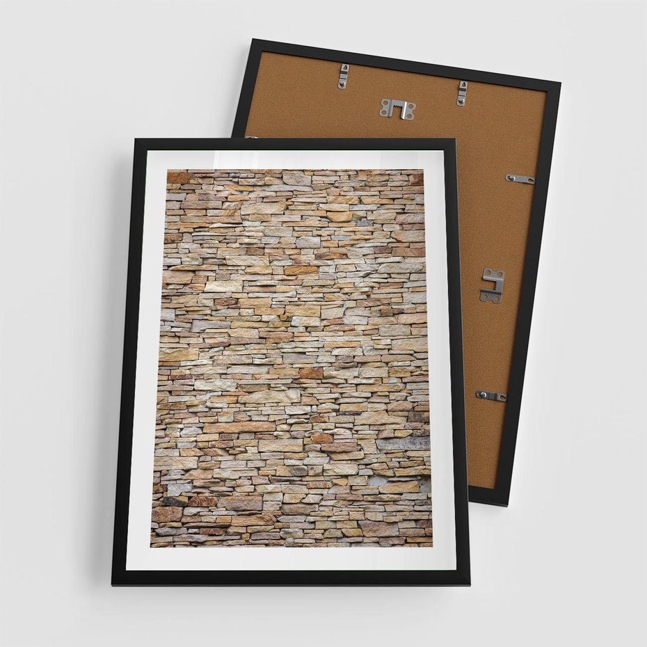 Plakat w ramie 50x70 - Mur z cegieł - surowa elegancja - mur, cegły - rama czarna