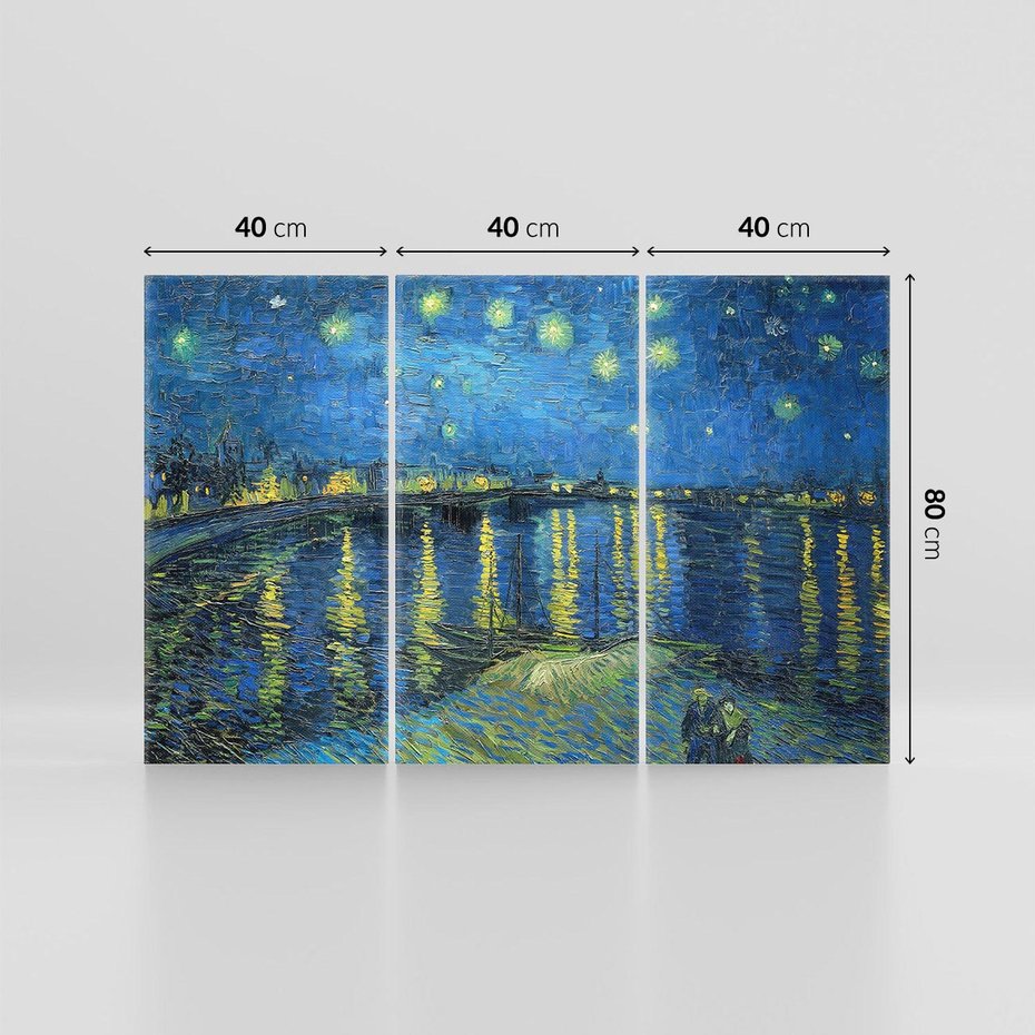 Obraz na płótnie 120x80 - "Starry Night Over the Rhone" (1888) Vincent van Gogh - Reprodukcja - reprodukcja, obraz na płótnie