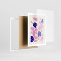 Plakat w ramie 50x70 - Impresje deszczu - nowoczesna kompozycja, kwiaty - rama biała