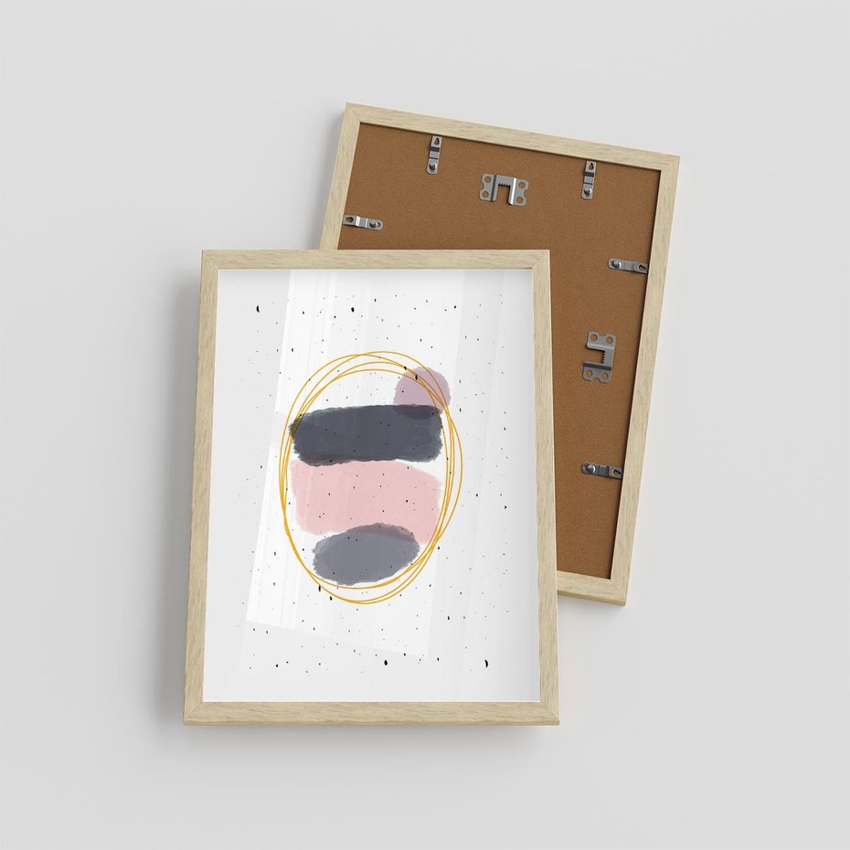 Plakat w ramie 30x40 - Migocące Odbicia - abstrakcyjna kompozycja, jak ręcznie malowana - rama drewno