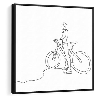 Obraz w ramie 50x50 - Minimalistyczna Przejażdżka - szkic, minimalizm - rama czarna