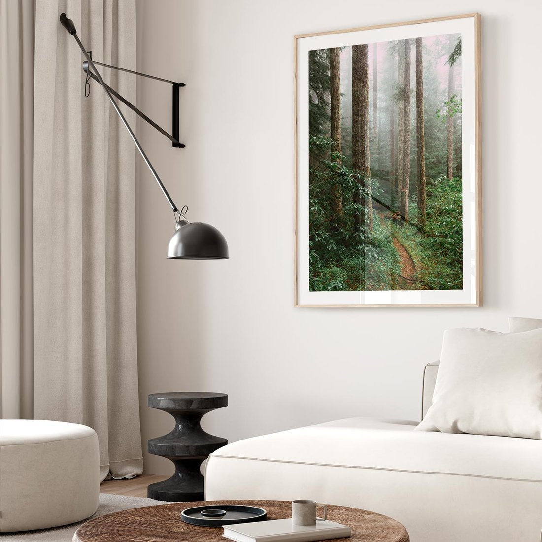 Plakat w ramie 30x40 - Mgliste Marzenia - artystyczna fotografia, las - rama drewno