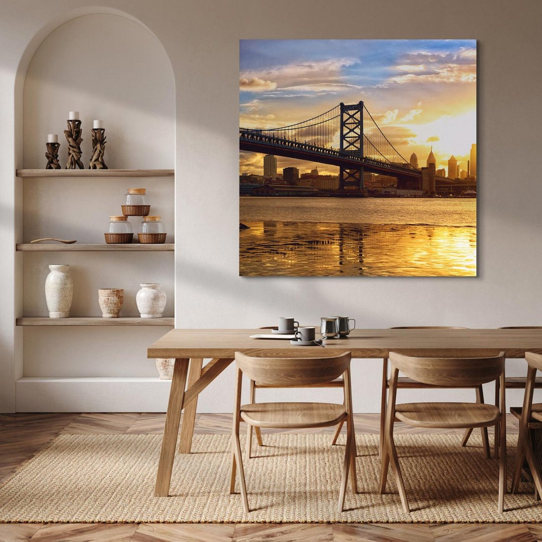 Obraz na płótnie 50x50 - Most Manhattan: Symbol Nowego Jorku - most, Nowy Jork