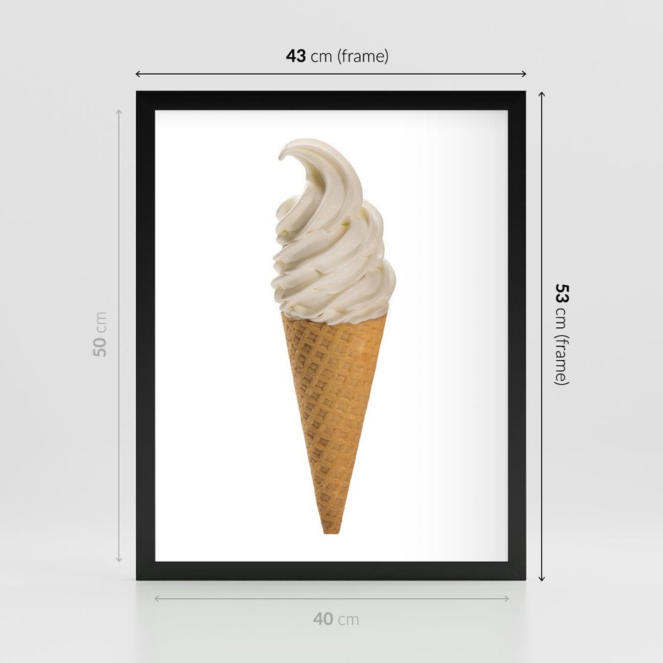 Plakat w ramie 40x50 - Rozkoszna Chłodząca Radość - lody, lód - rama czarna
