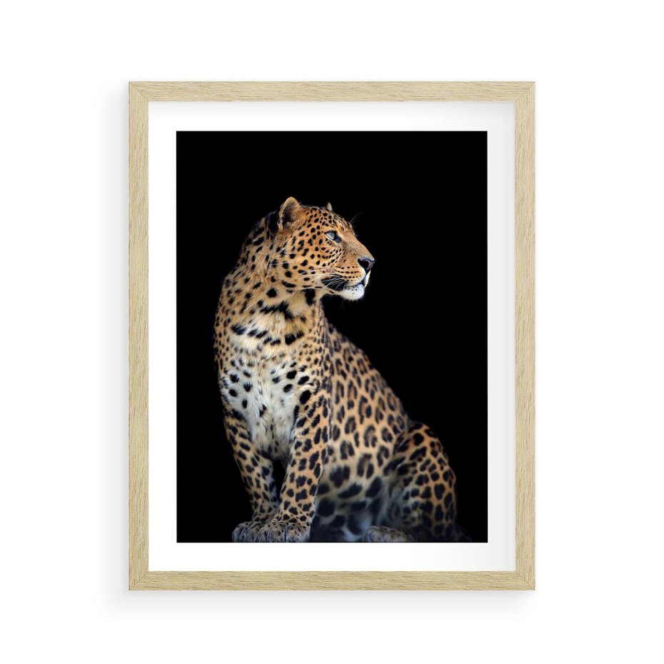 Plakat w ramie 40x50 - Elegancja Jaguarowej Pantery - jaguar, pantera - rama drewno