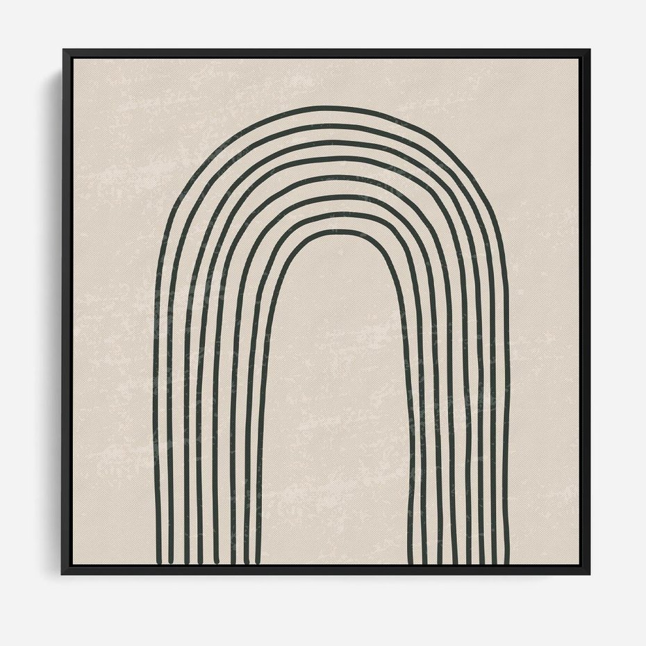 Obraz w ramie 50x50 - Intrygujące Zagięcia - boho plakat, czarna tęcza - rama czarna