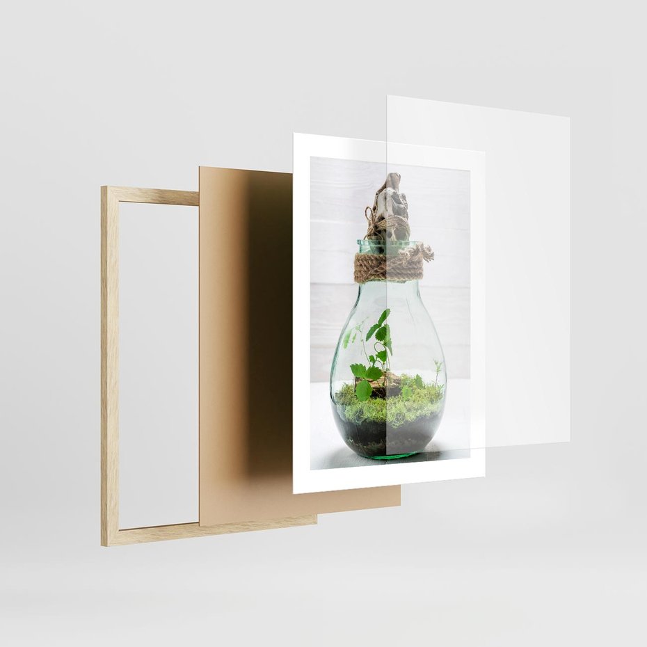 Plakat w ramie 30x40 - Żywioł Natury - liście, zieleń - rama drewno