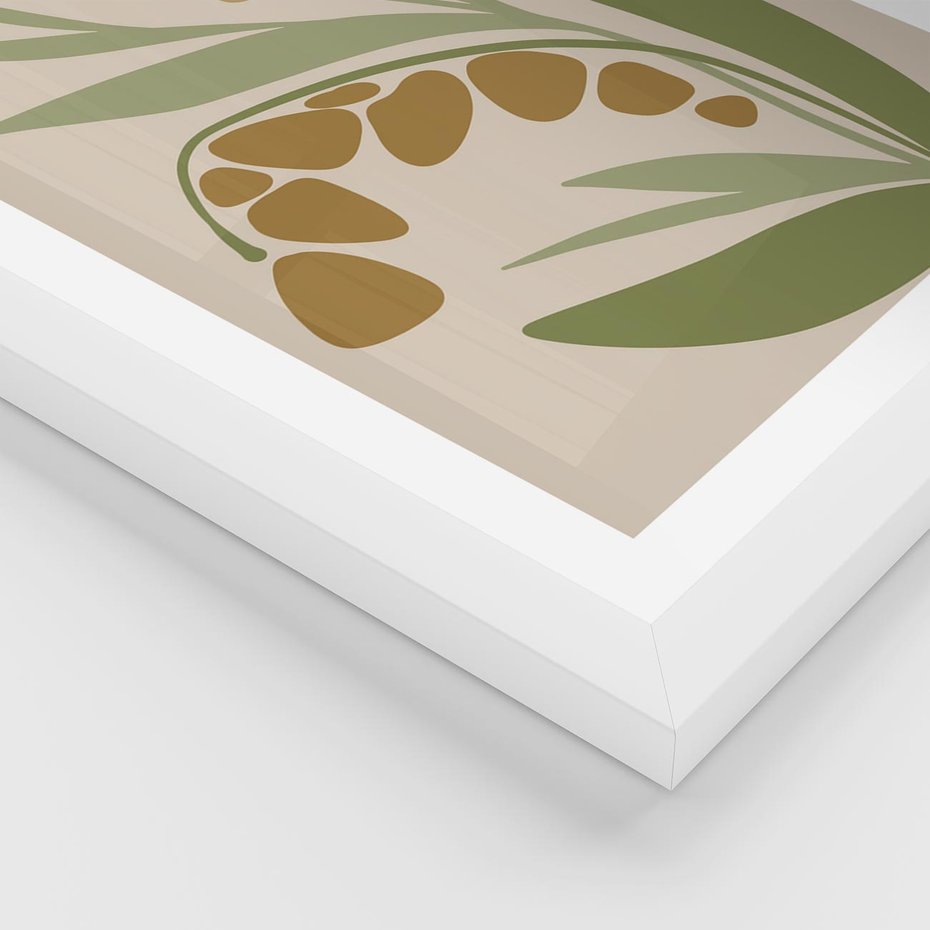 Plakat w ramie 30x40 - Minimalizm z Roślinami - nowoczesny plakat, roślinność - rama biała