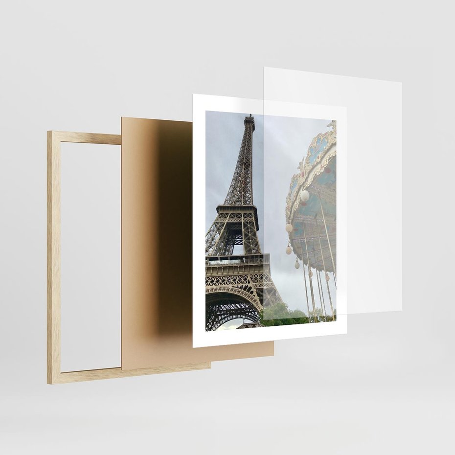 Plakat w ramie 40x50 - Delikatność kolorów - wieża, Eiffla - rama drewno