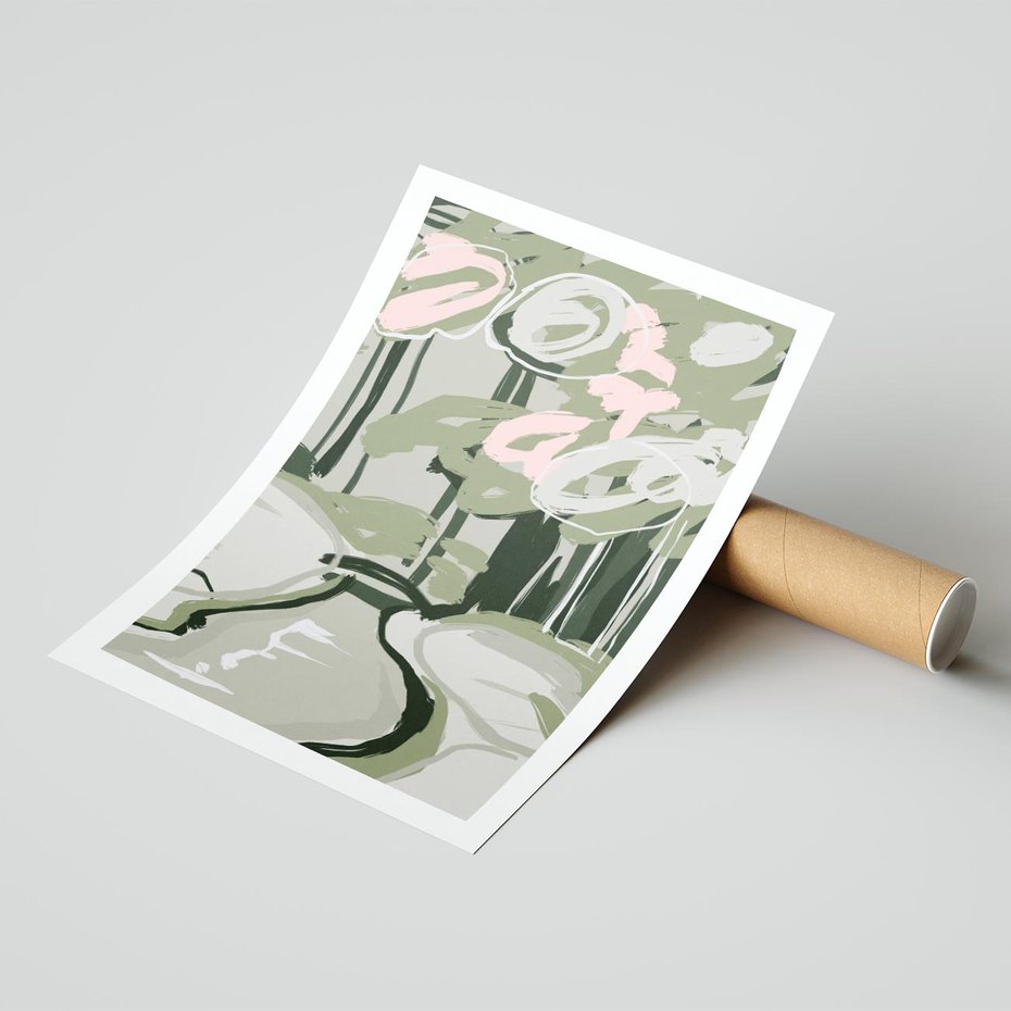 Plakat bez ramy 50x70 - Leśny Zakątek - pastelowy krajobraz, nowoczesny plakat