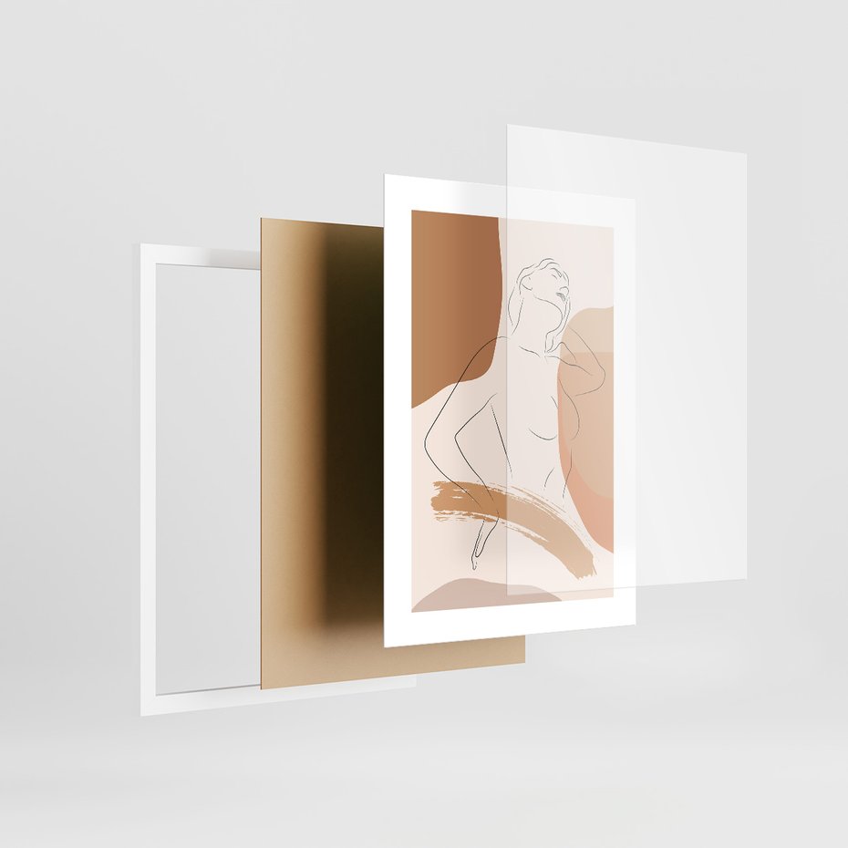 Zestaw obrazy w ramie 50x70 galeria - Kobieta, abstrakcja, one-line, nowoczesny - rama biała