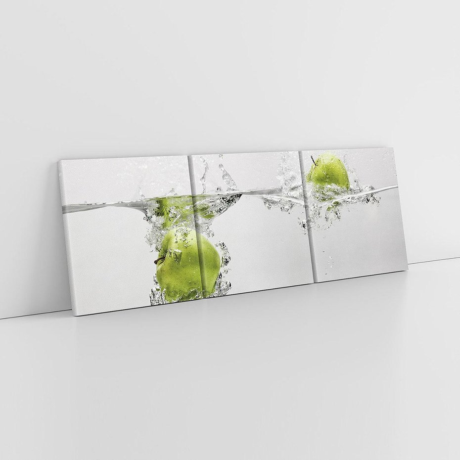 Obraz na płótnie 90x30 - Jabłka: Świeżość natury - jabłka, woda