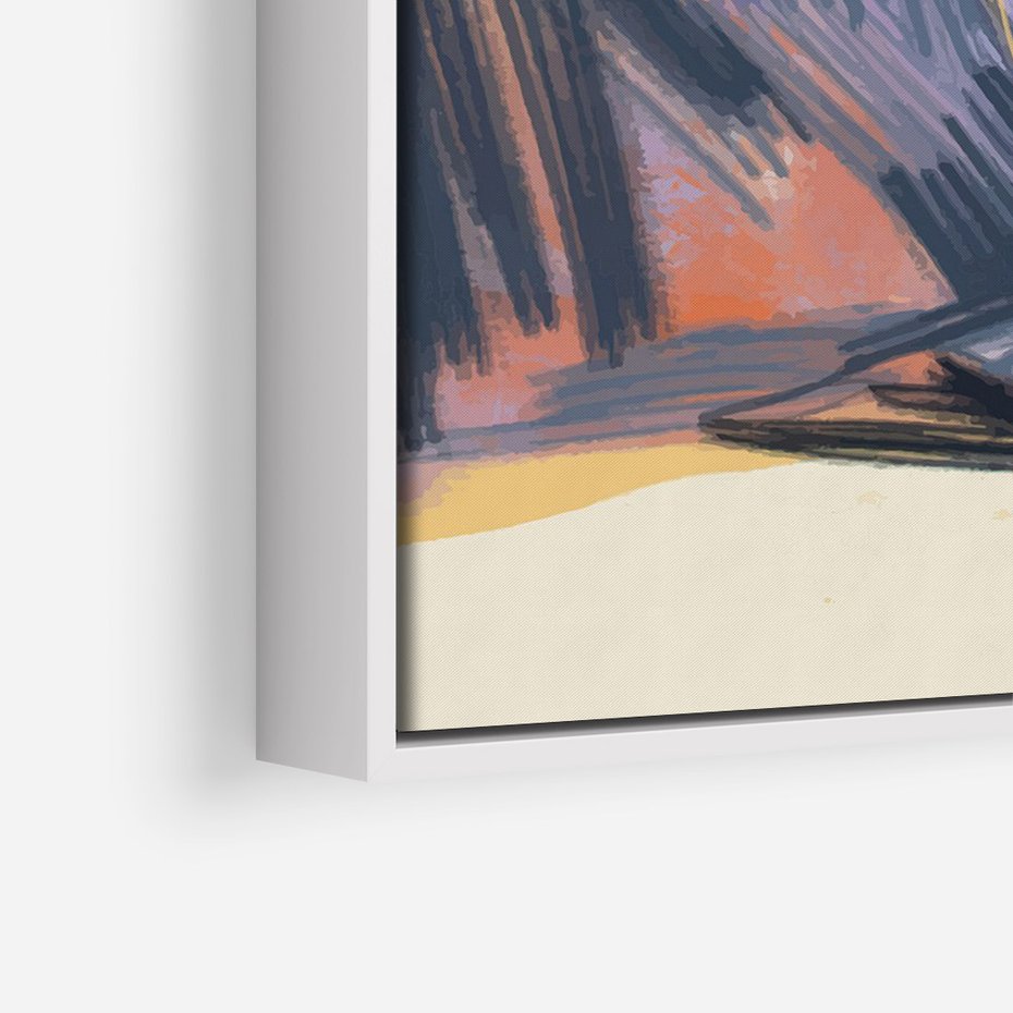 Obraz w ramie 80x120 - Ponad Szczytami - pastelowy krajobraz, nowoczesny plakat - rama biała
