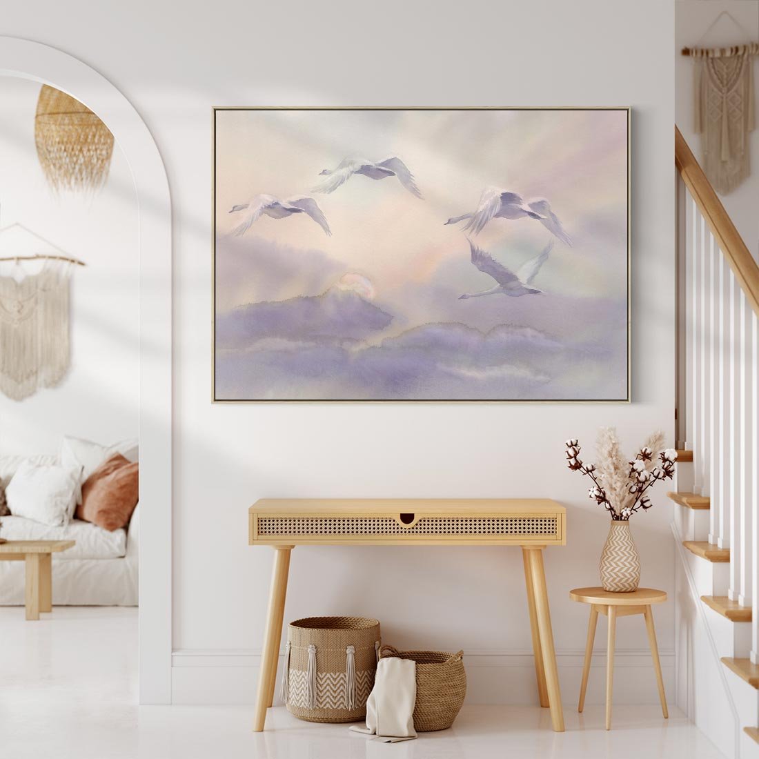 Obraz w ramie 120x80 - Ruchoma cisza widzenia - akwarela, subtelene - rama drewno