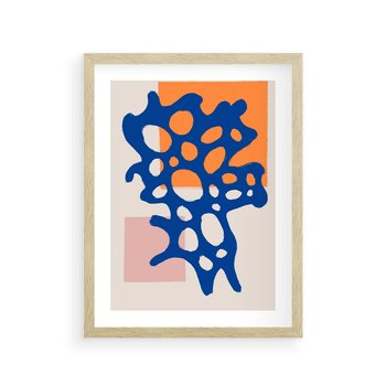 Plakat w ramie 30x40 - Delikatne Plamiste Refleksje - abstrakcja, nowoczesny plakat - rama drewno