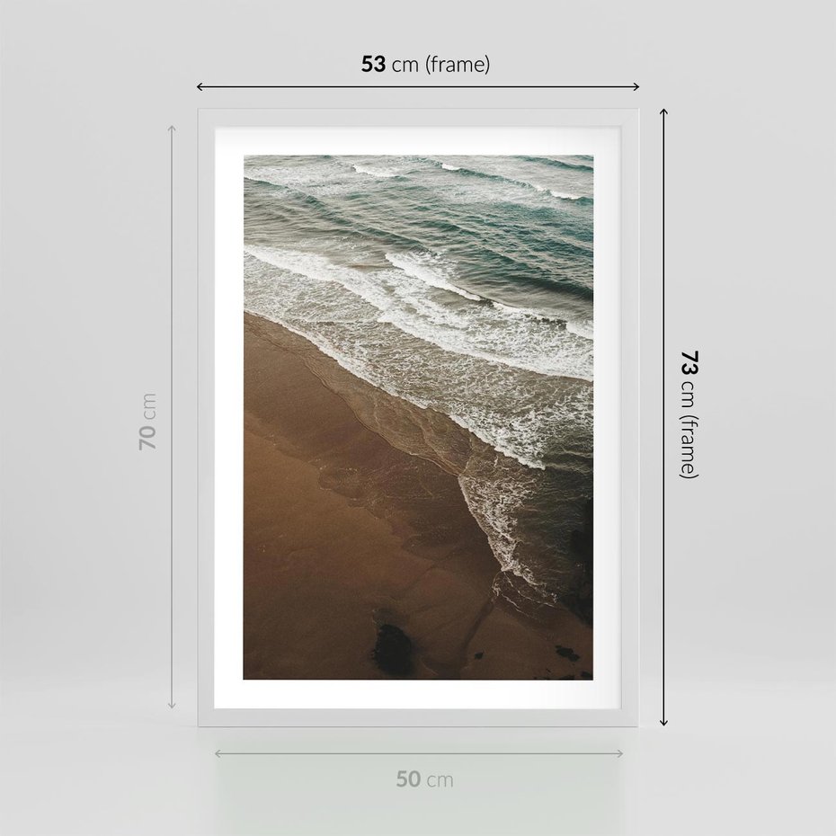 Plakat w ramie 50x70 - Spokój nad plażą - plaża, morze - rama biała