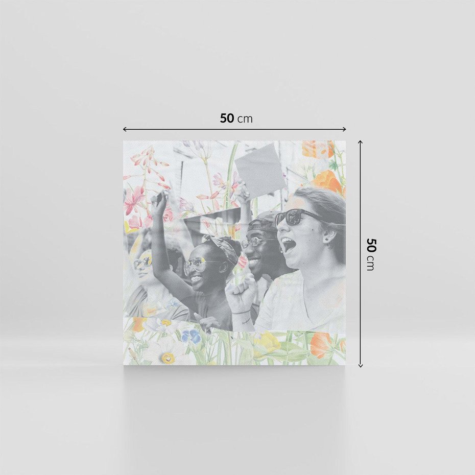 Obraz na płótnie 50x50 - Księga zaklętych marzeń - kolaż, czarnobiałe zdjęcie wesołych młodych ludzi