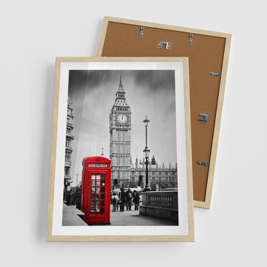 Plakat w ramie 50x70 - Ikoniczny Big Ben w Londynie - Big Ben, Londyn - rama drewno