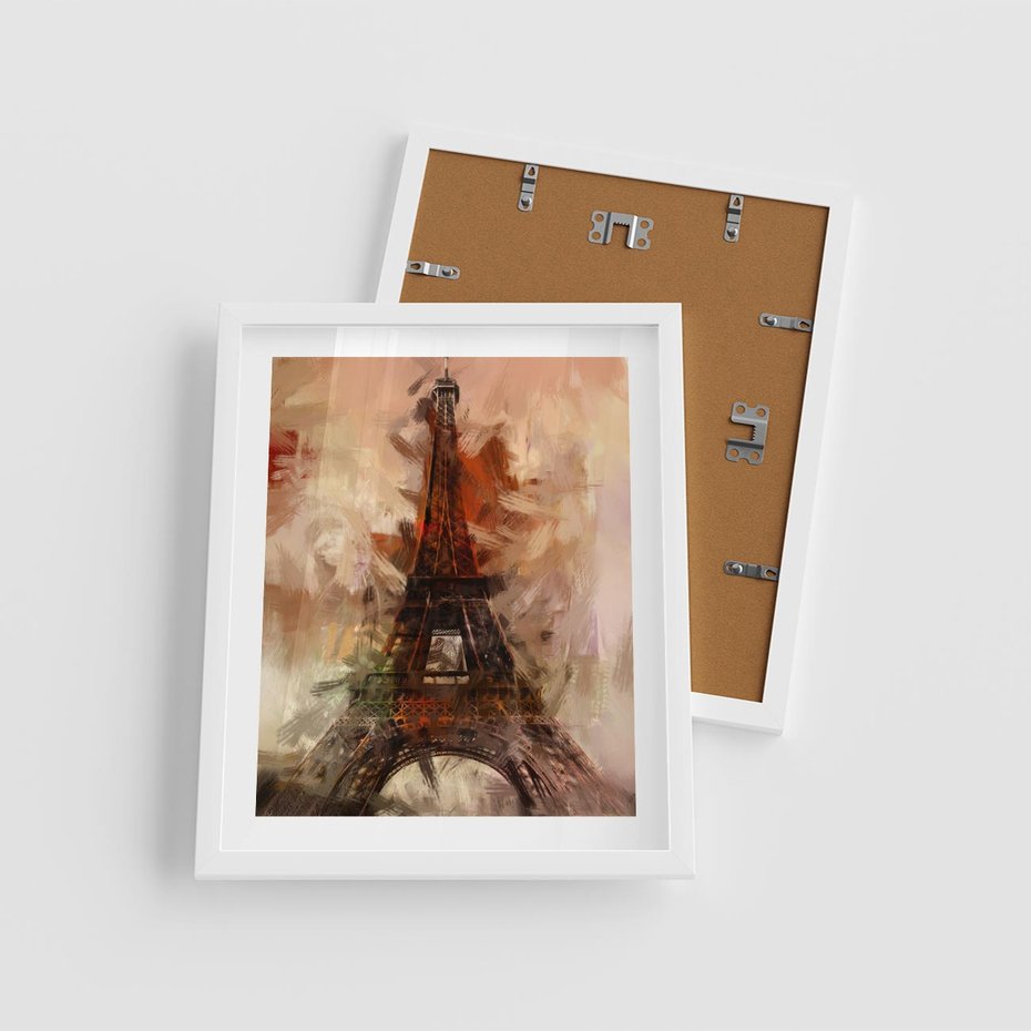 Plakat w ramie 40x50 - Abstrakcyjna Eiffla - miasto w nowej formie - Eiffla, abstrakcja - rama biała
