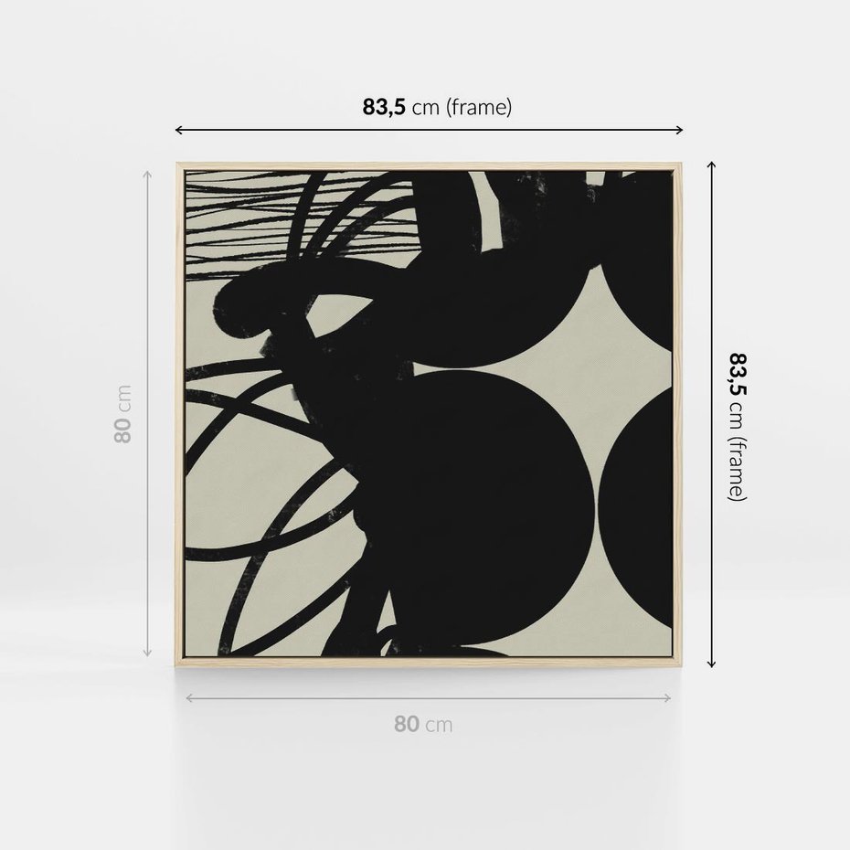 Obraz w ramie 80x80 - Modernistyczne Refleksje - abstrakcja, mroczny klimat - rama drewno