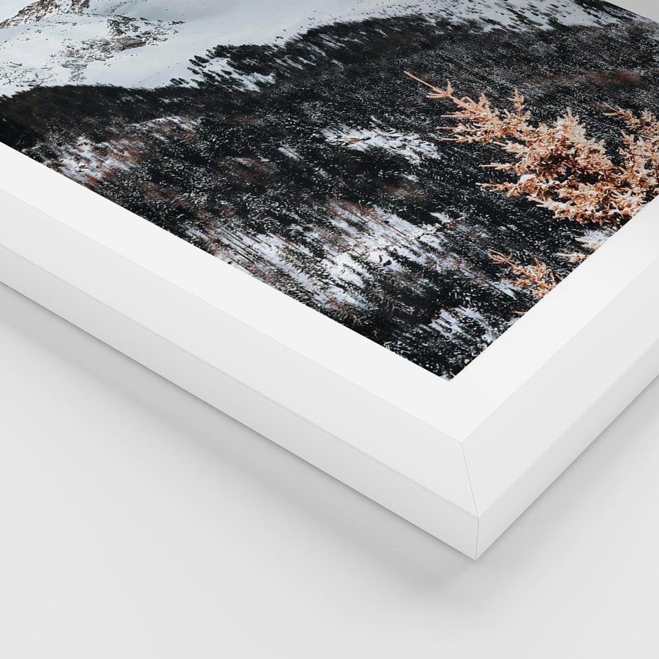 Plakat w ramie 30x40 - Górski Raj - góry, śnieg - rama biała