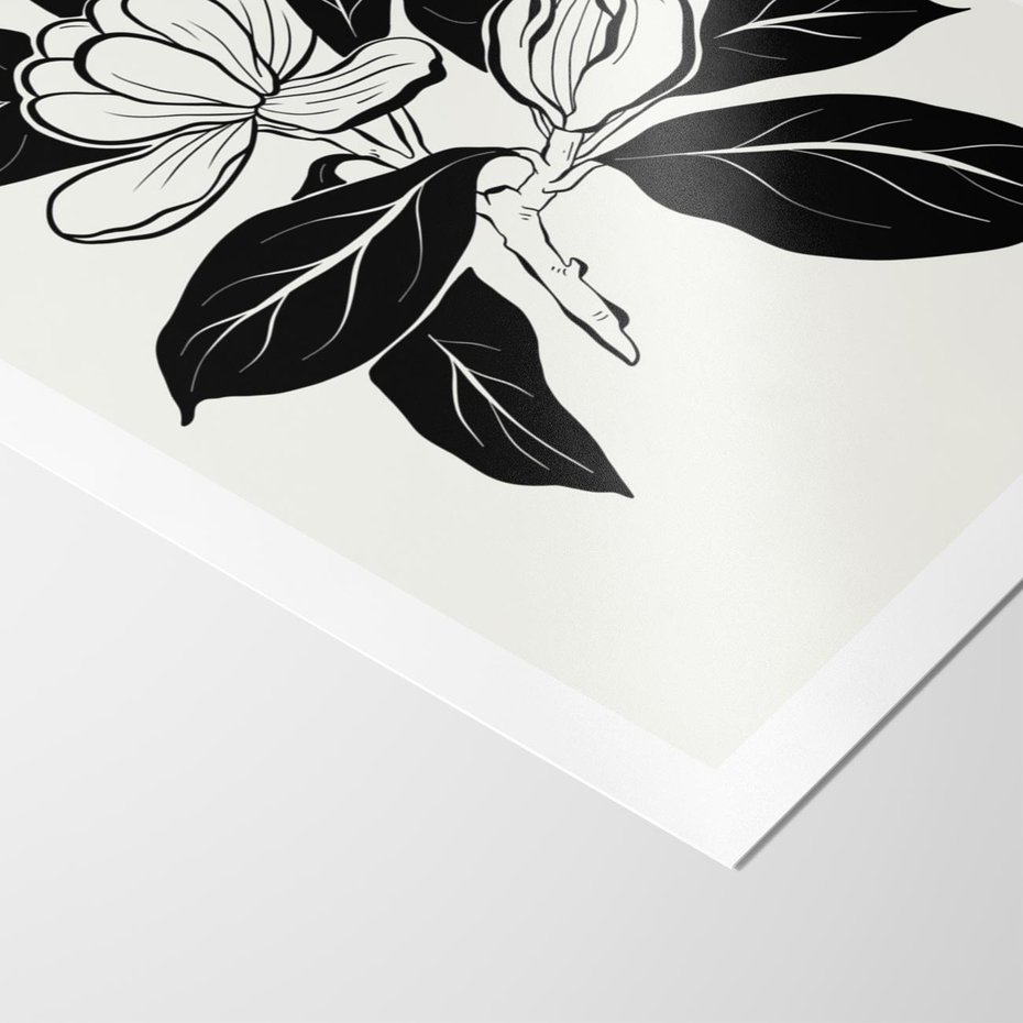 Plakat bez ramy 50x70 - Spojrzenie w kształty kwiatów - kwiaty magnolii, minimalizm