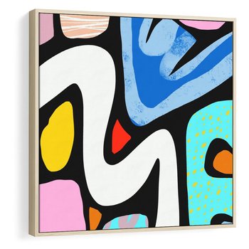 Obraz w ramie 80x80 - Komiksowe Formy - abstrakcyjne formy, komiksowy styl - rama drewno