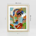 Plakat w ramie 40x50 - Wibracje Kształtów - abstrakcyjny portret kobiety, twarz - rama drewno