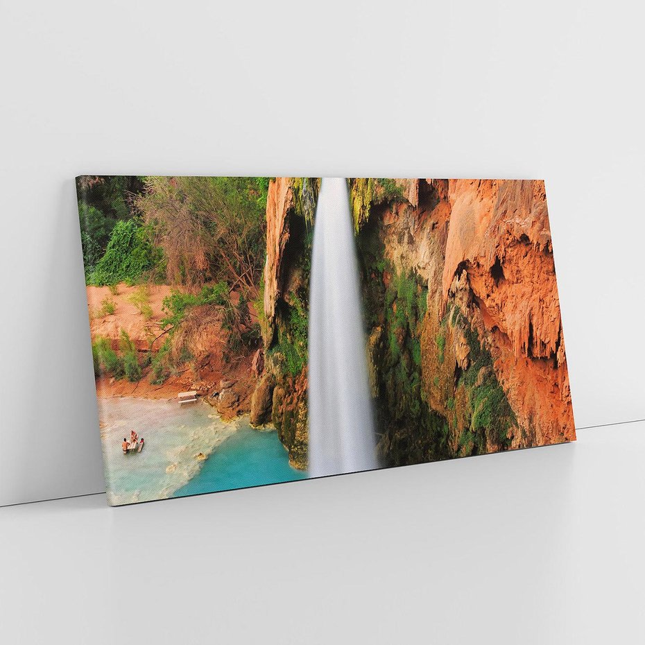 Obraz na płótnie 120x60 - Wodospad wśród majestatycznych gór - wodospad, górski