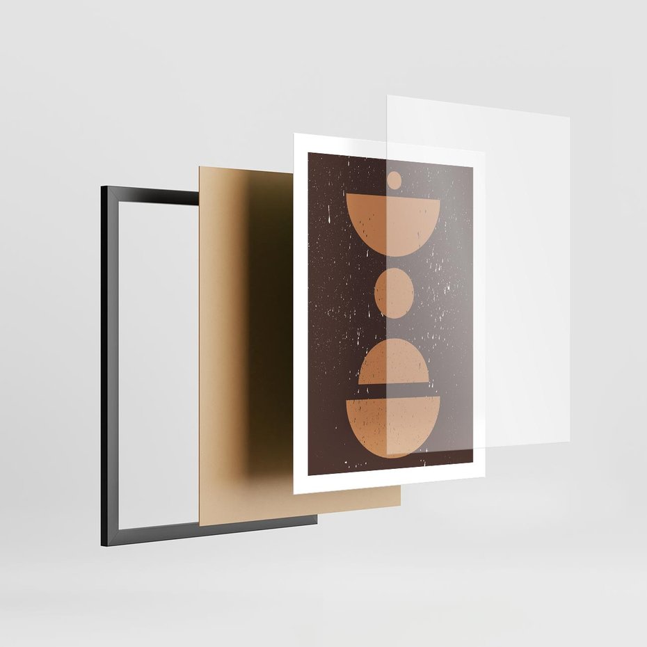 Plakat w ramie 50x70 - Impulsy Przestrzeni - mid century styl, nowoczesna grafika - rama czarna