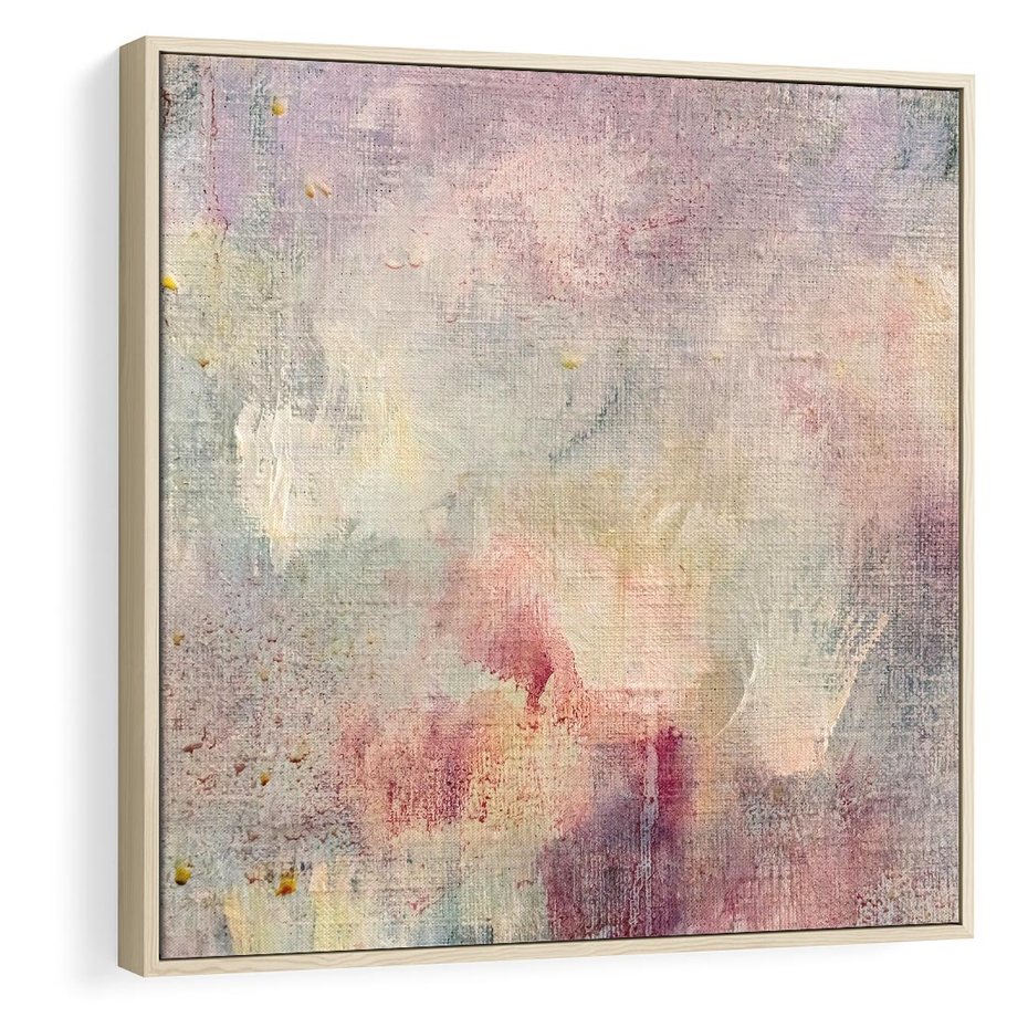 Obraz w ramie 80x80 - Miękka Melodia Pasteli - olejne płótno, pastelowe kolory - rama drewno
