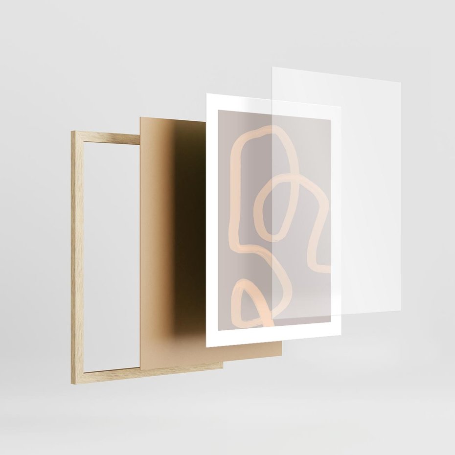 Plakat w ramie 30x40 - Nowoczesne Odbicia - minimalistyczny obraz, nowoczesny - rama drewno