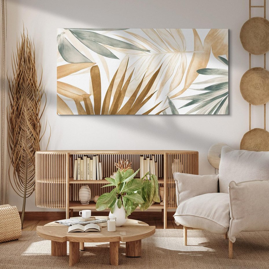 Obraz na płótnie 100x50 - Liście w Akwareli - akwarela, malowane liście