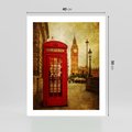 Plakat bez ramy 40x50 - Ikoniczna budka telefoniczna w Londynie - sepia, budka