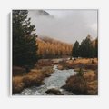 Obraz w ramie 80x80 - W Górskiej Dolinie - artystyczna fotografia, las - rama biała