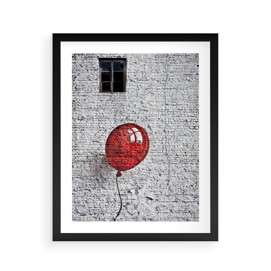 Plakat w ramie 40x50 - Mur Balonów - mur, balon - rama czarna