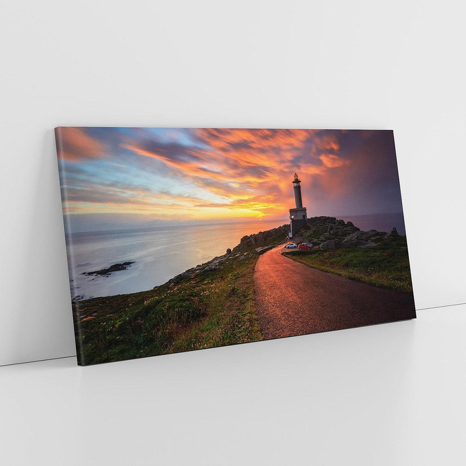 Obraz na płótnie 120x60 - Latarnia morska: Nocne niebo nad morzem - latarnia, morska