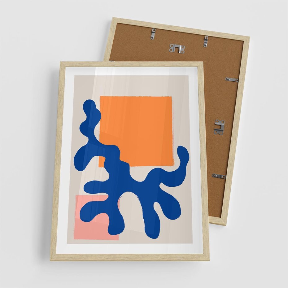 Plakat w ramie 50x70 - Bezczasowe Pastelowe Plamy - abstrakcja, nowoczesny plakat - rama drewno