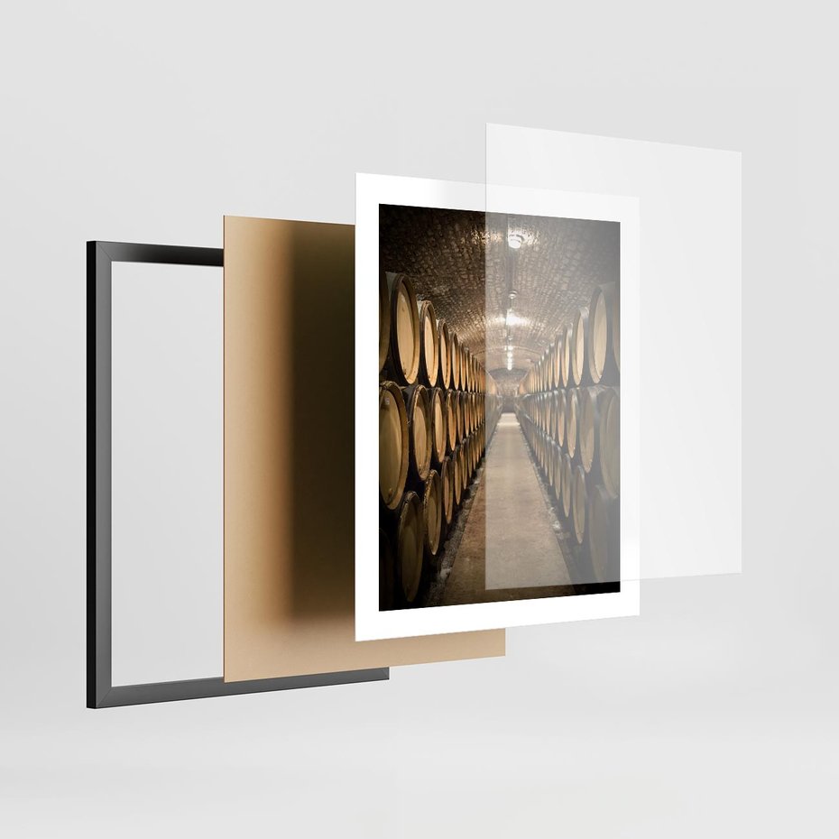 Plakat w ramie 40x50 - Winniczka - winnica, beczki - rama czarna