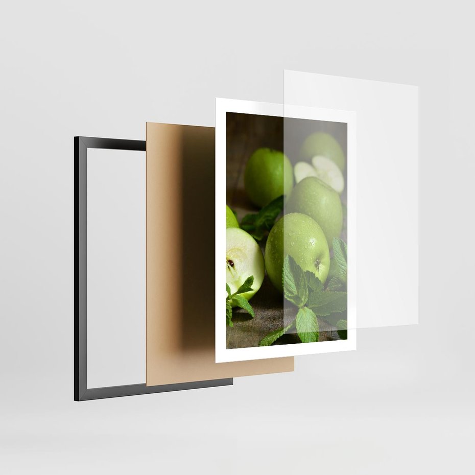 Plakat w ramie 50x70 - Jabłkowa kolorystyka - jabłka, owoce - rama czarna