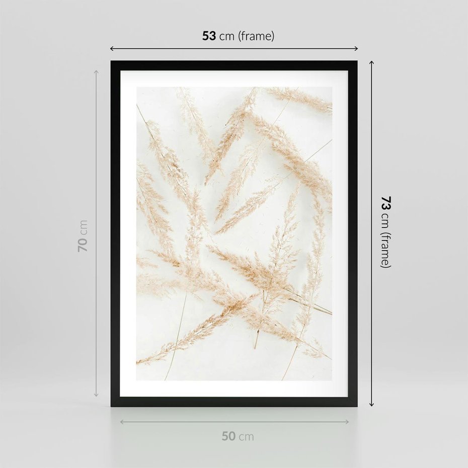 Plakat w ramie 50x70 - Pampas w Stylu Boho: Kompozycja Natury - suche trawy, pampas - rama czarna