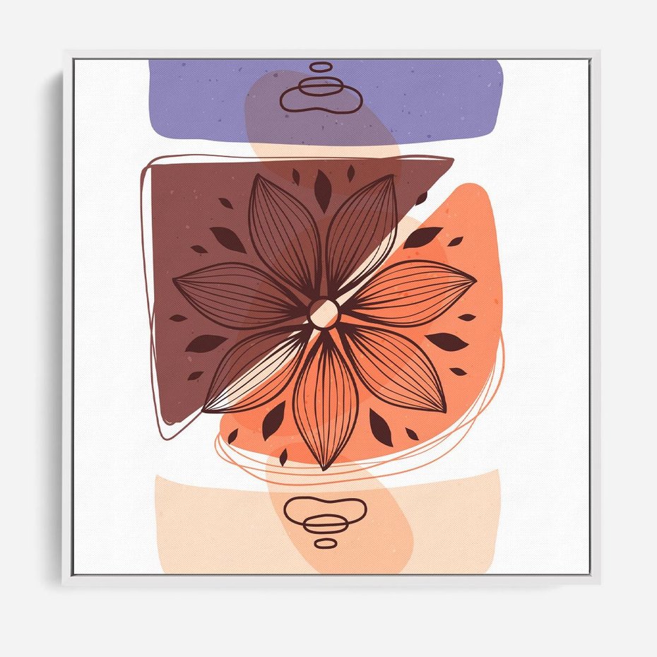 Obraz w ramie 50x50 - Kwiatowa Oaza - abstrakcyjna sztuka, plamy - rama biała