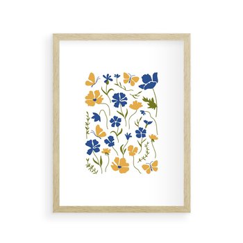 Plakat w ramie 50x70 - Odgłosy Wizji - kwiaty, sztuka nowoczesna - rama drewno