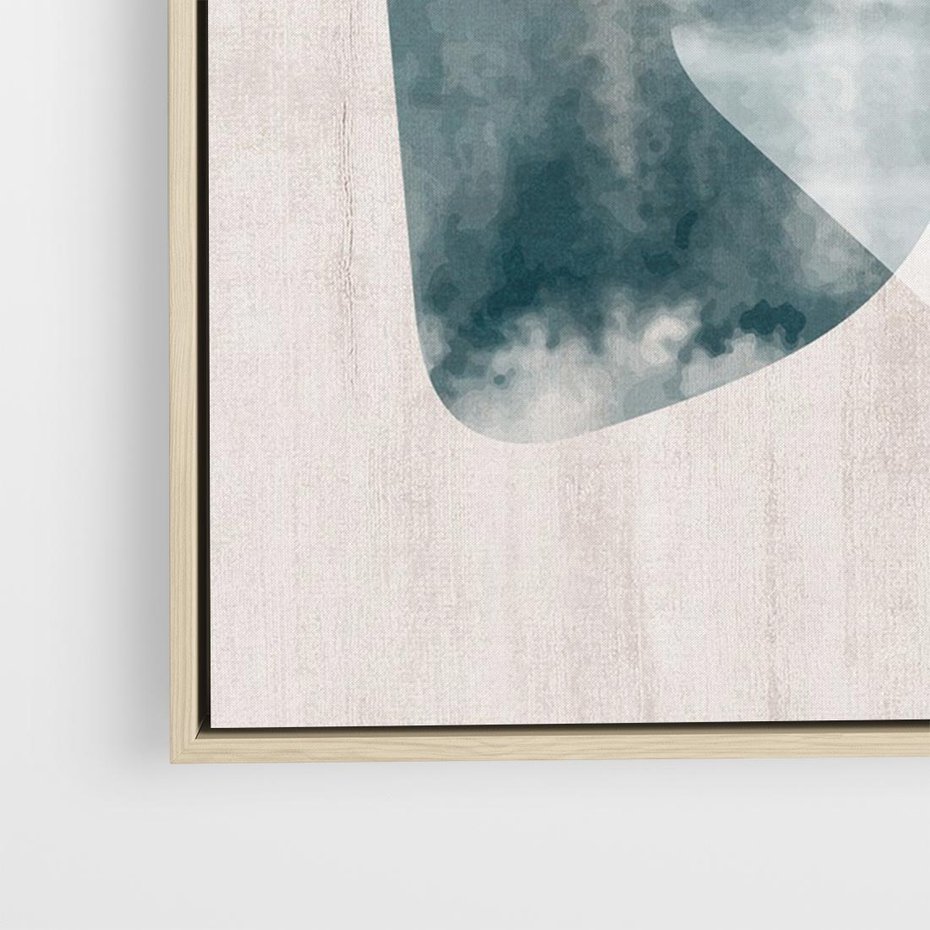 Obraz w ramie 70x50 - Minimalistyczne Plamy Farby - pastelowe geometryczne plamy, akwarela - rama drewno